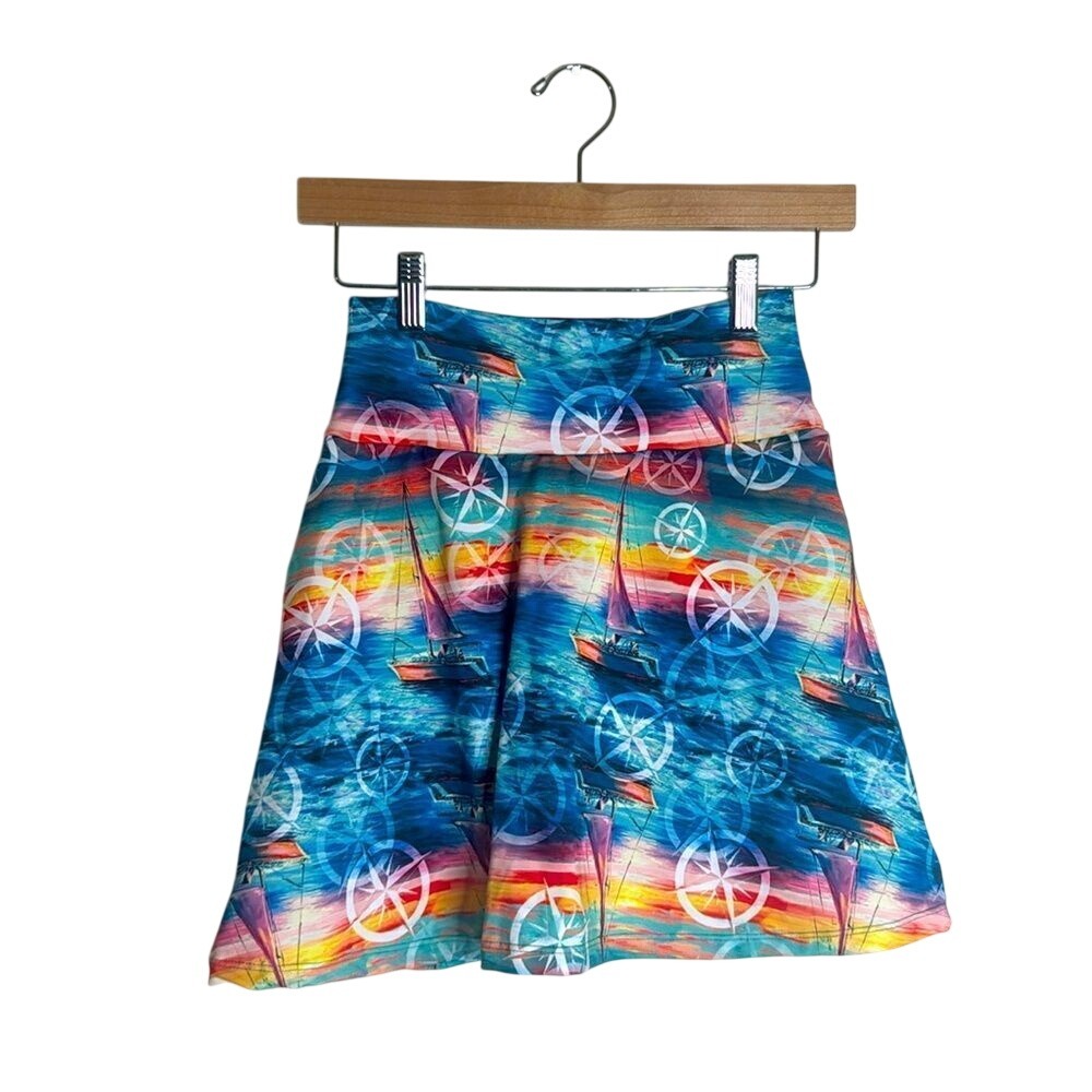 Rejane Monetti Women's Sailboat Compass Print Skort XS